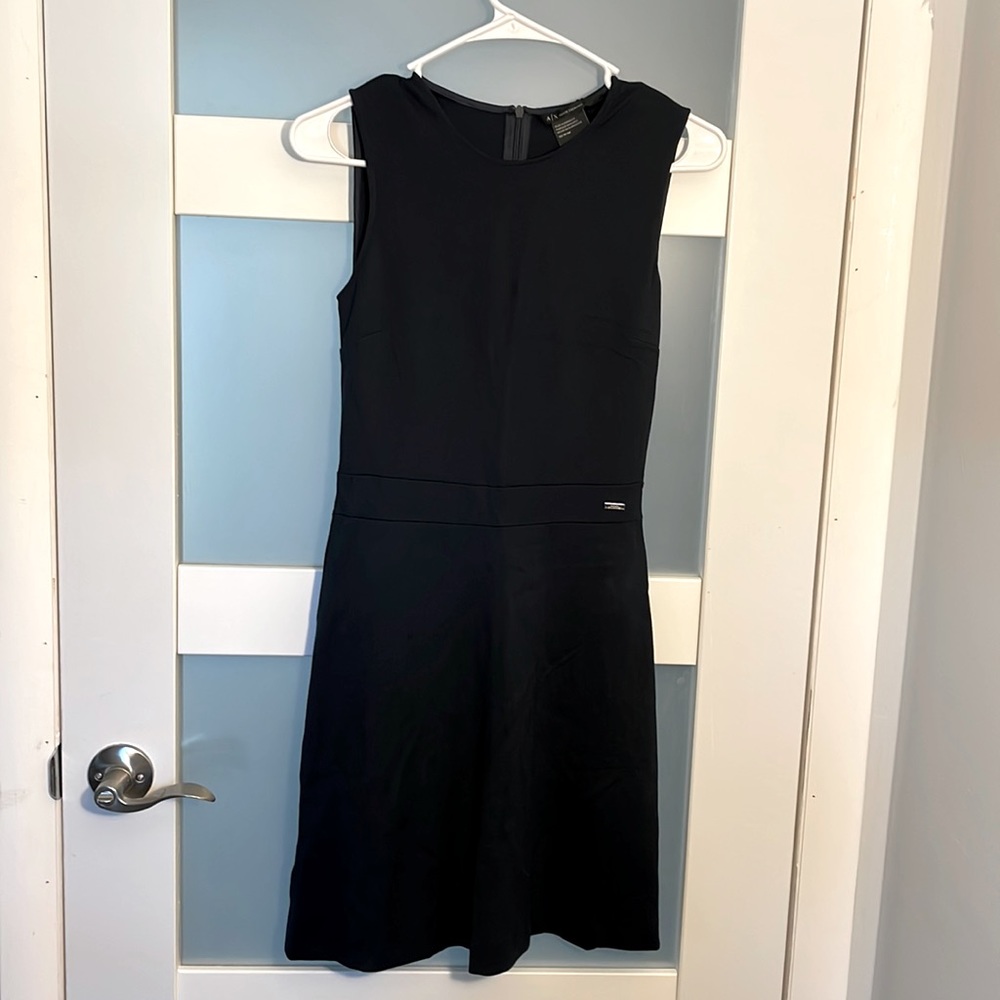 NWT. AX Armani Exchange Sleeveless FIt Flare Dress  Blue NEW